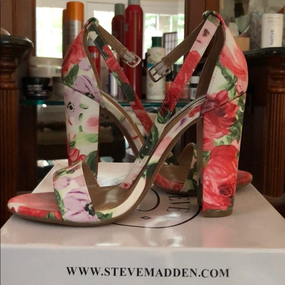 Steve madden 4 inch floral ankle strap sandal